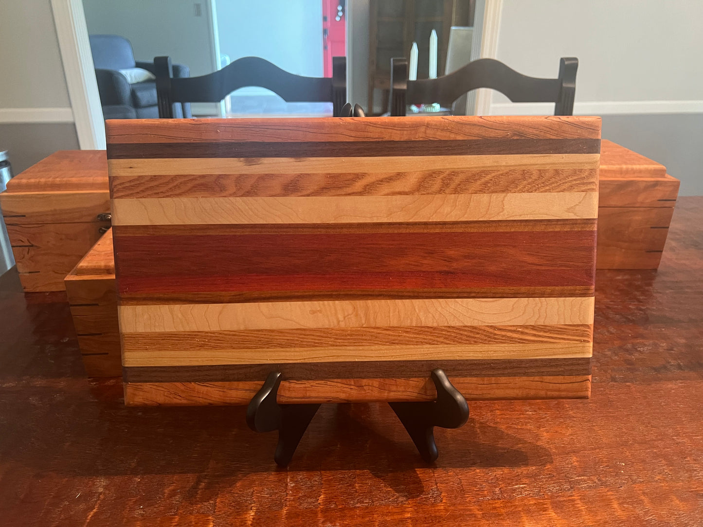 Handmade Hardwood Cutting board - Made from walnut, cherry, maple, Purple Heart, and blood wood