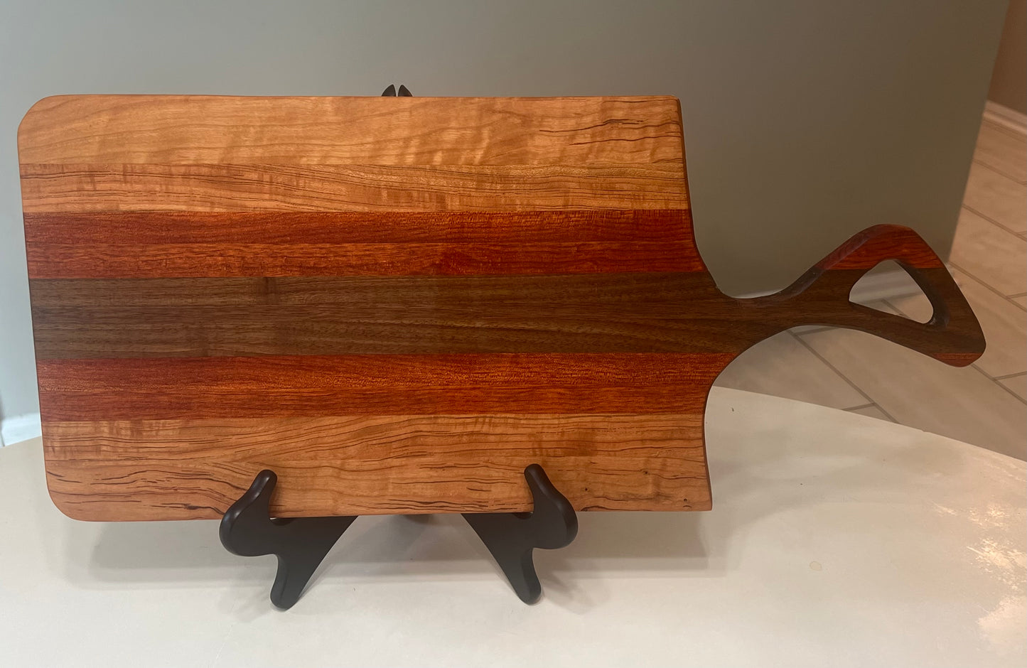 Handmade hardwood Charcuterie board - Made from Cherry, bloodwood, and walnut