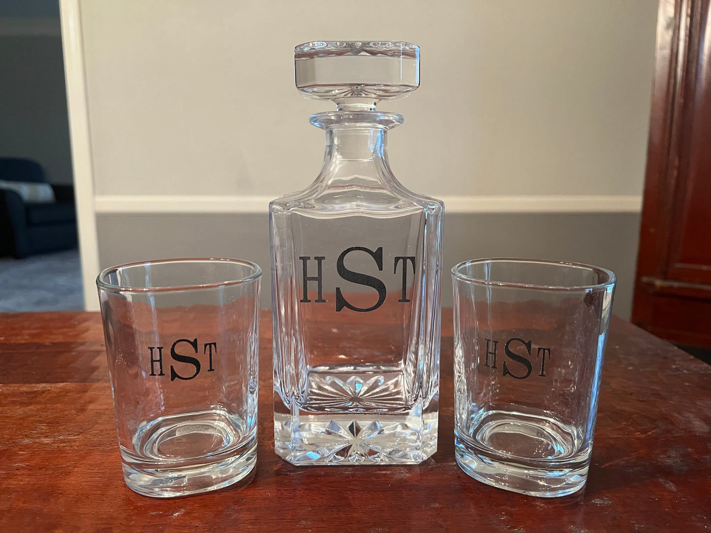 Personalized Decanter set and glasses