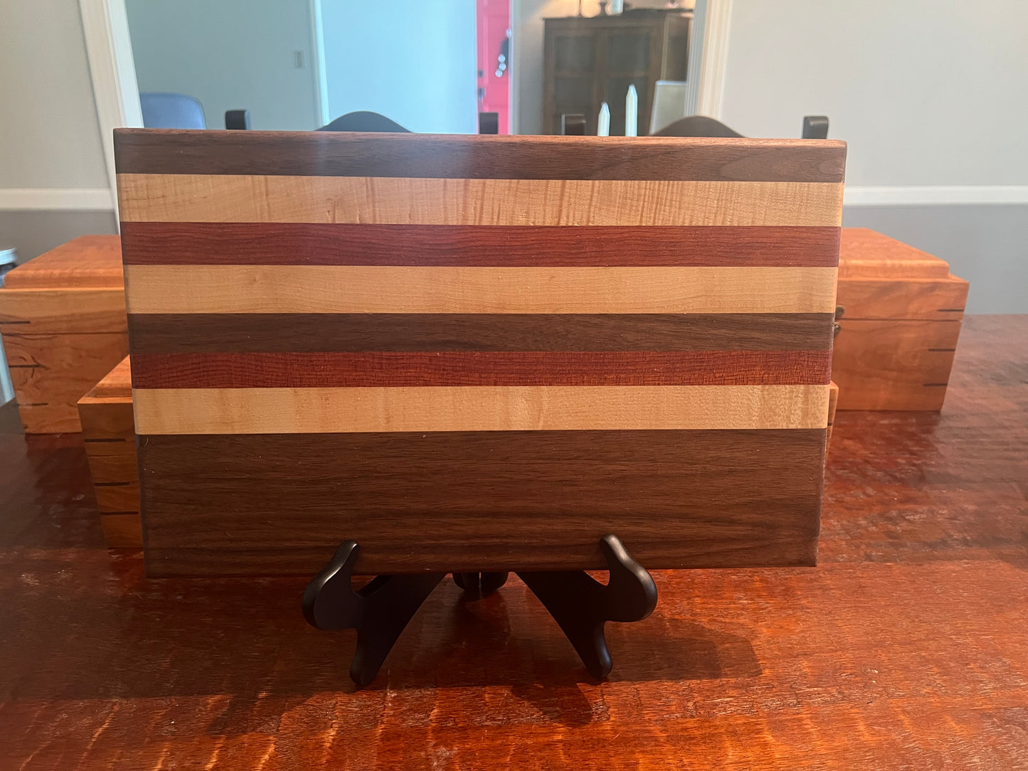 Handmade hardwood Cutting board - Made with maple, walnut, blood wood
