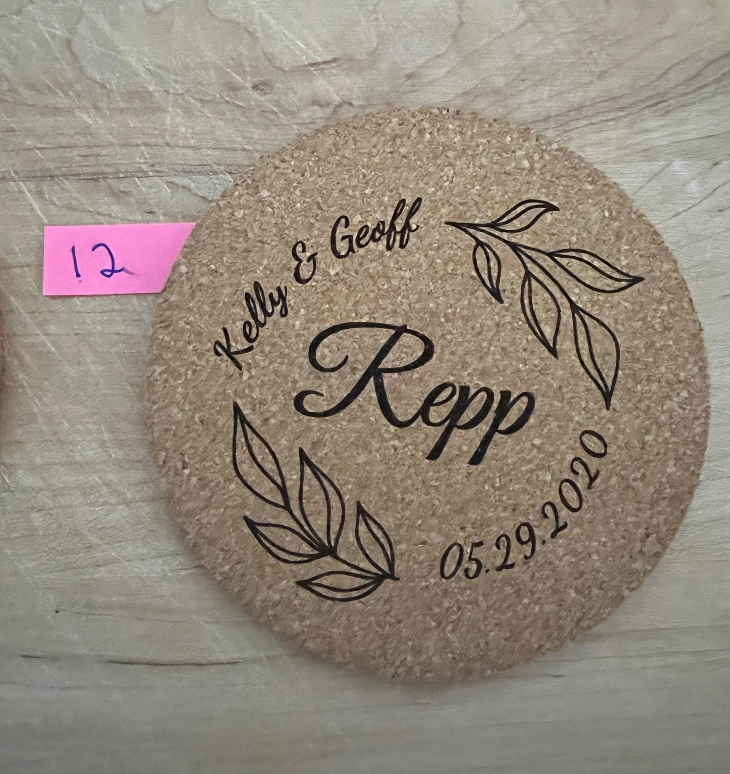 Cork wedding & anniversary coasters