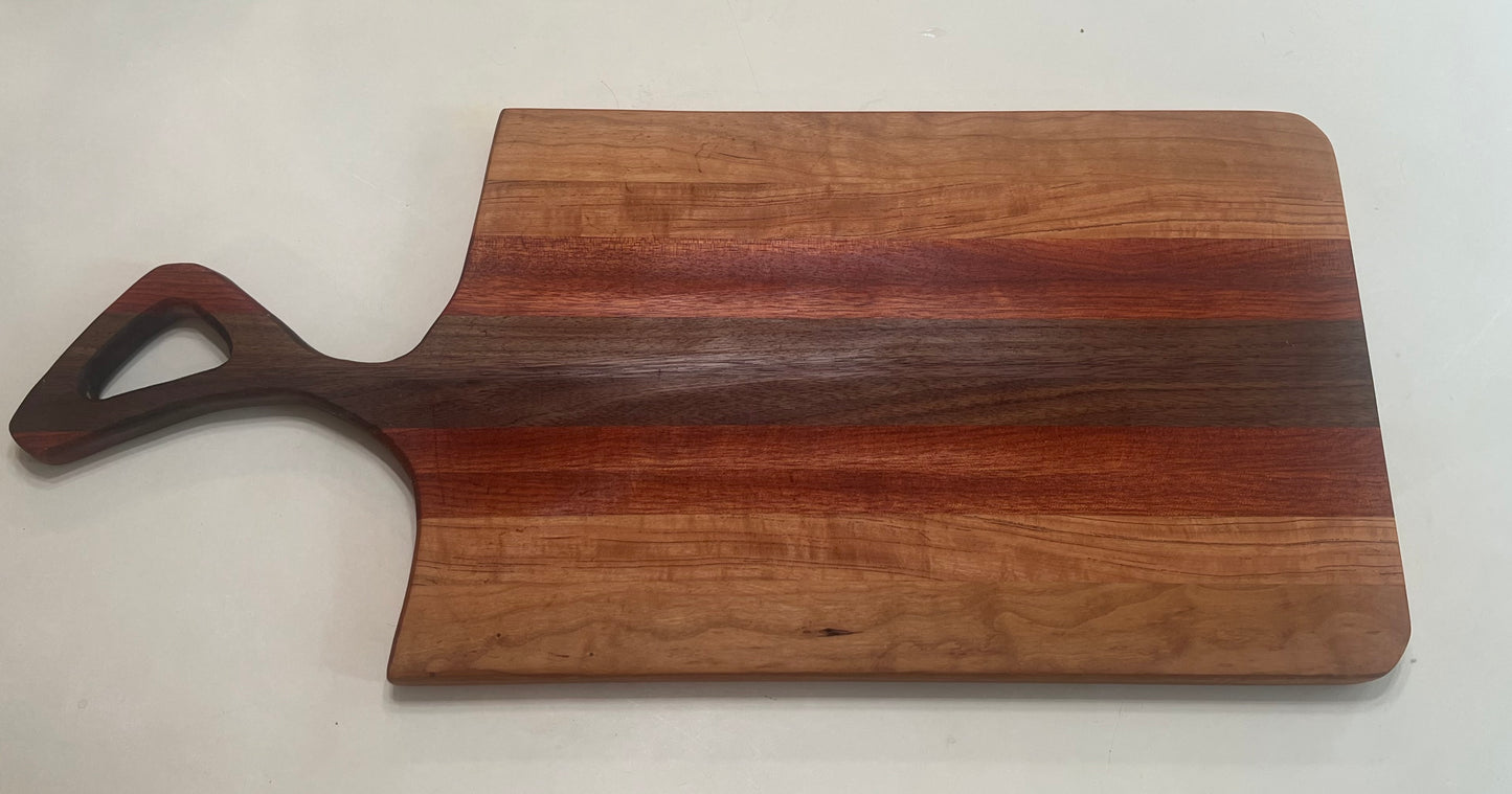 Handmade hardwood Charcuterie board - Made from Cherry, bloodwood, and walnut