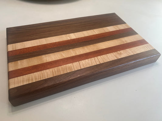Handmade hardwood Cutting board - Made with maple, walnut, blood wood